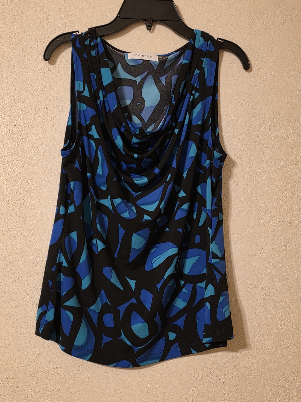 Calvin Klein Black Tank Top with Blue & Teal Abstract Print